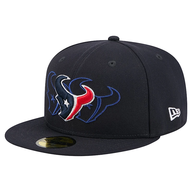 Men's New Era Navy Houston Texans Tri-Hit 59FIFTY Fitted Hat