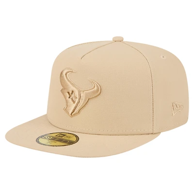 Men's New Era  Light Beige Houston Texans Color Pack A-Frame 59FIFTY Fitted Hat