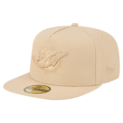 Men's New Era  Light Beige Miami Dolphins Color Pack A-Frame 59FIFTY Fitted Hat