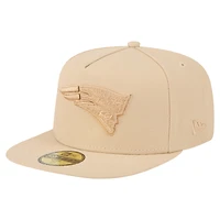 Men's New Era  Light Beige England Patriots Color Pack A-Frame 59FIFTY Fitted Hat