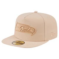 Men's New Era  Light Beige Seattle Seahawks Color Pack A-Frame 59FIFTY Fitted Hat