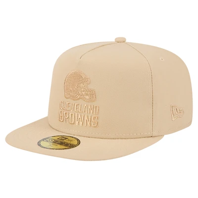 Men's New Era  Light Beige Cleveland Browns Color Pack A-Frame 59FIFTY Fitted Hat