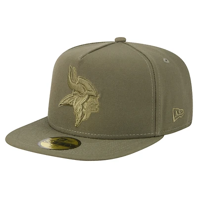 Men's New Era Olive Minnesota Vikings Color Pack A-Frame 59FIFTY Fitted Hat