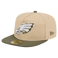Men's New Era  Beige/Olive Philadelphia Eagles Color Pack A-Frame 59FIFTY Fitted Hat