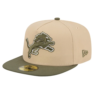 Men's New Era  Beige/Olive Detroit Lions Color Pack A-Frame 59FIFTY Fitted Hat
