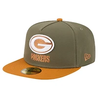 Men's New Era  Olive/Brown Green Bay Packers Color Pack A-Frame 59FIFTY Fitted Hat