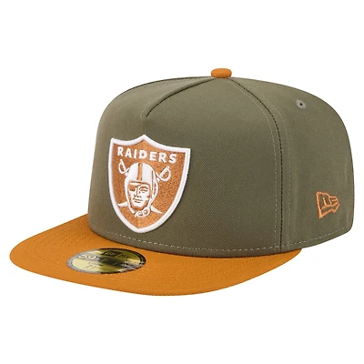 Men's New Era Olive/Brown Las Vegas Raiders Color Pack A-Frame 59FIFTY Fitted Hat