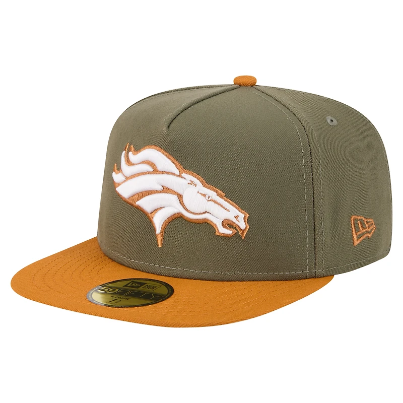 Men's New Era Olive Denver Broncos Color Pack A-Frame 59FIFTY Fitted Hat