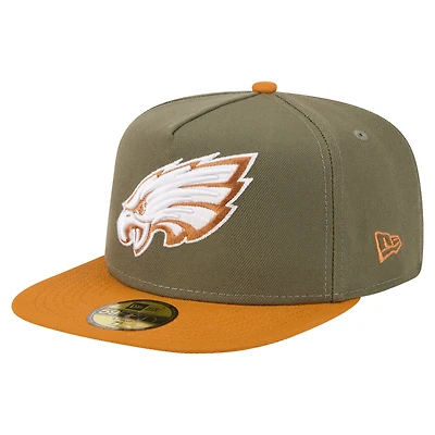 Men's New Era  Olive/Brown Philadelphia Eagles Color Pack A-Frame 59FIFTY Fitted Hat