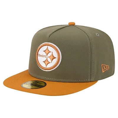Men's New Era Olive Pittsburgh Steelers Color Pack A-Frame 59FIFTY Fitted Hat