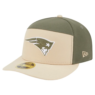 Men's New Era Light Beige/Olive England Patriots Two-Tone Color Pack Split Panel 59FIFTY Fitted Hat