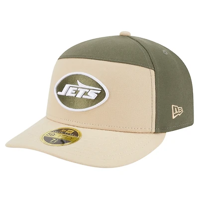Men's New Era Light Beige/Olive York Jets Two-Tone Color Pack Split Panel 59FIFTY Fitted Hat
