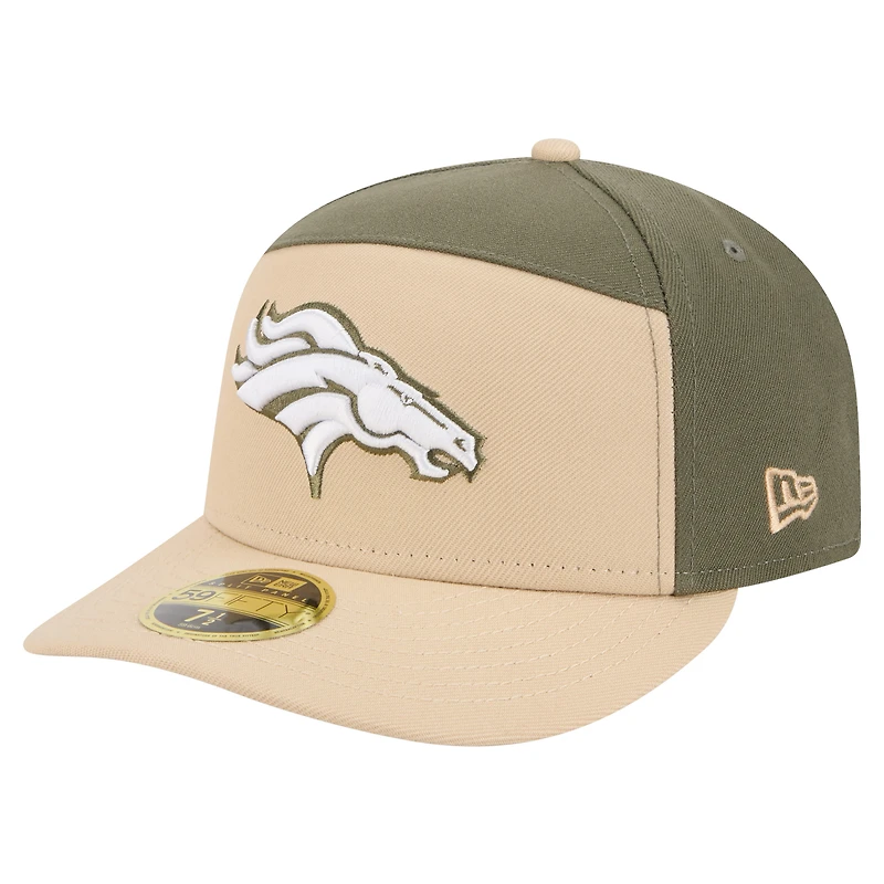 Men's New Era  Light Beige/Olive Denver Broncos Color Pack Split Panel 59FIFTY Fitted Hat