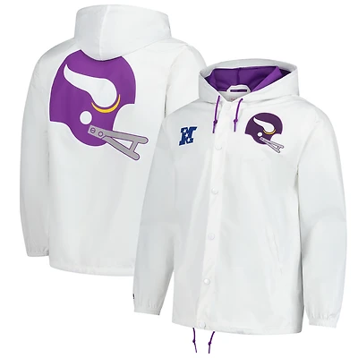 Men's Mitchell & Ness  White Minnesota Vikings Vintage Logo Coaches Full-Snap Hoodie Jacket