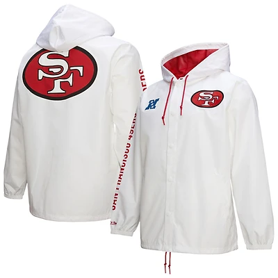 Men's Mitchell & Ness White San Francisco 49ers Vintage Logo Coaches Full-Snap Hoodie Jacket