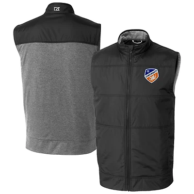 Men's Cutter & Buck  Black FC Cincinnati Stealth Hybrid Quilted Windbreaker Full-Zip Vest