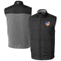 Men's Cutter & Buck  Black FC Cincinnati Stealth Hybrid Quilted Windbreaker Full-Zip Vest