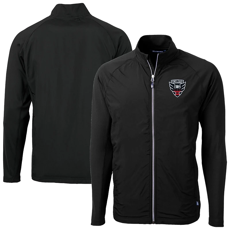 Men's Cutter & Buck  Black D.C. United Adapt Eco Knit Hybrid Recycled Raglan Full-Zip Jacket