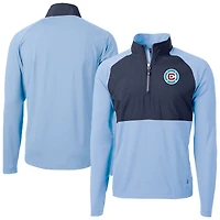 Men's Cutter & Buck  Powder Blue Chicago Fire Adapt Eco Knit Hybrid Recycled Raglan Quarter-Zip Top