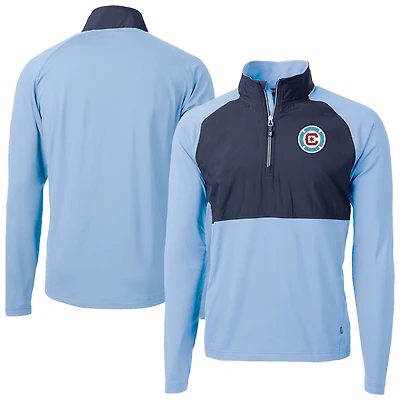 Men's Cutter & Buck  Powder Blue Chicago Fire Adapt Eco Knit Hybrid Recycled Raglan Quarter-Zip Top