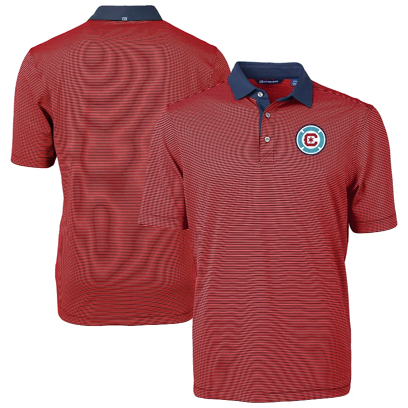 Men's Cutter & Buck  Red Chicago Fire Virtue Eco Pique Micro Stripe Recycled Polo
