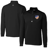 Men's Cutter & Buck  Black FC Cincinnati Traverse Stretch Eco Quarter-Zip Pullover Top