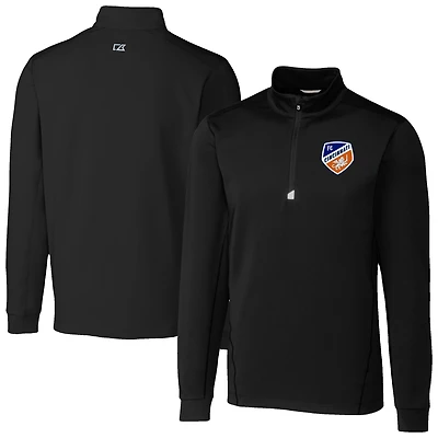 Men's Cutter & Buck  Black FC Cincinnati Traverse Stretch Eco Quarter-Zip Pullover Top