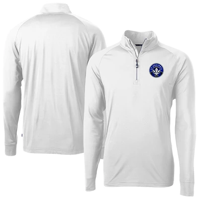 Men's Cutter & Buck White CF Montreal Adapt Eco Knit Stretch Recycled Raglan Quarter-Zip Pullover Top