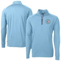 Men's Cutter & Buck  Powder Blue Chicago Fire Adapt Eco Knit Stretch Recycled Raglan Quarter-Zip Pullover Top
