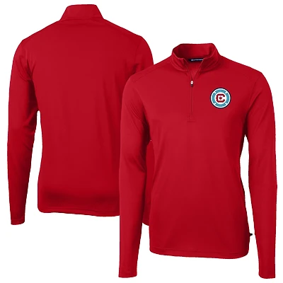 Men's Cutter & Buck  Red Chicago Fire Virtue Eco Pique Recycled Quarter-Zip Pullover Top