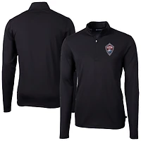 Men's Cutter & Buck Black Colorado Rapids Virtue Eco Pique Recycled Quarter-Zip Pullover Top