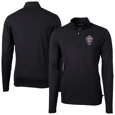 Men's Cutter & Buck Black Colorado Rapids Virtue Eco Pique Recycled Quarter-Zip Pullover Top