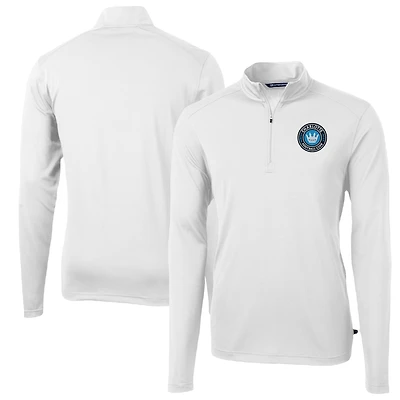 Men's Cutter & Buck  White Charlotte FC Virtue Eco Pique Recycled Quarter-Zip Pullover Top