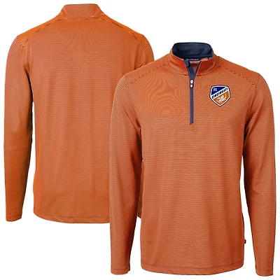 Men's Cutter & Buck Orange FC Cincinnati Virtue Eco Pique Micro Stripe Recycled Quarter-Zip Pullover Top