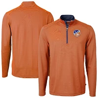 Men's Cutter & Buck Orange FC Cincinnati Virtue Eco Pique Micro Stripe Recycled Quarter-Zip Pullover Top