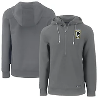 Men's Cutter & Buck Gray Columbus Crew Roam Eco Half-Zip Recycled Pullover Hoodie