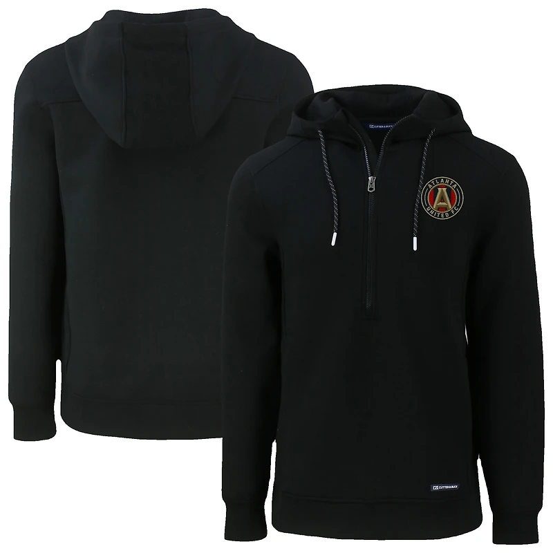 Men's Cutter & Buck  Black Atlanta United FC Roam Eco Half-Zip Recycled Pullover Hoodie