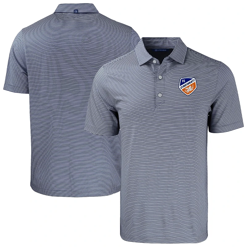 Men's Cutter & Buck  Navy/White FC Cincinnati Forge Eco Double Stripe Stretch Recycled Polo