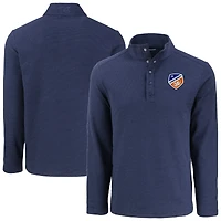 Men's Cutter & Buck  Navy FC Cincinnati Hunts Point Eco Textured Fleece Recycled Quarter-Snap Pullover