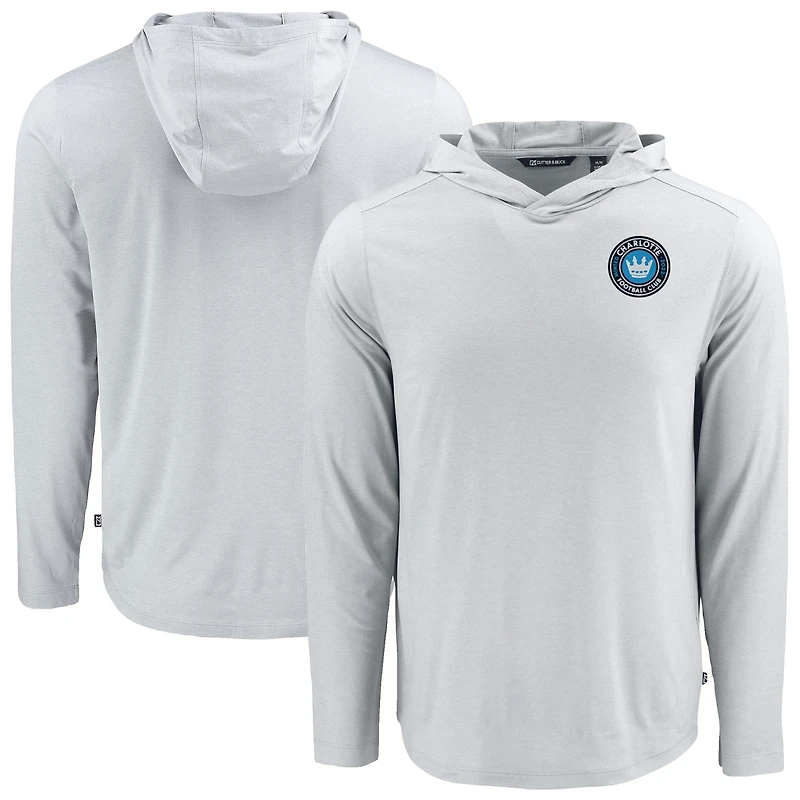 Men's Cutter & Buck Gray Charlotte FC Coastline Epic Comfort Eco Recycled Long Sleeve Hoodie T-Shirt