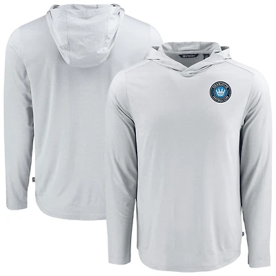 Men's Cutter & Buck Gray Charlotte FC Coastline Epic Comfort Eco Recycled Long Sleeve Hoodie T-Shirt