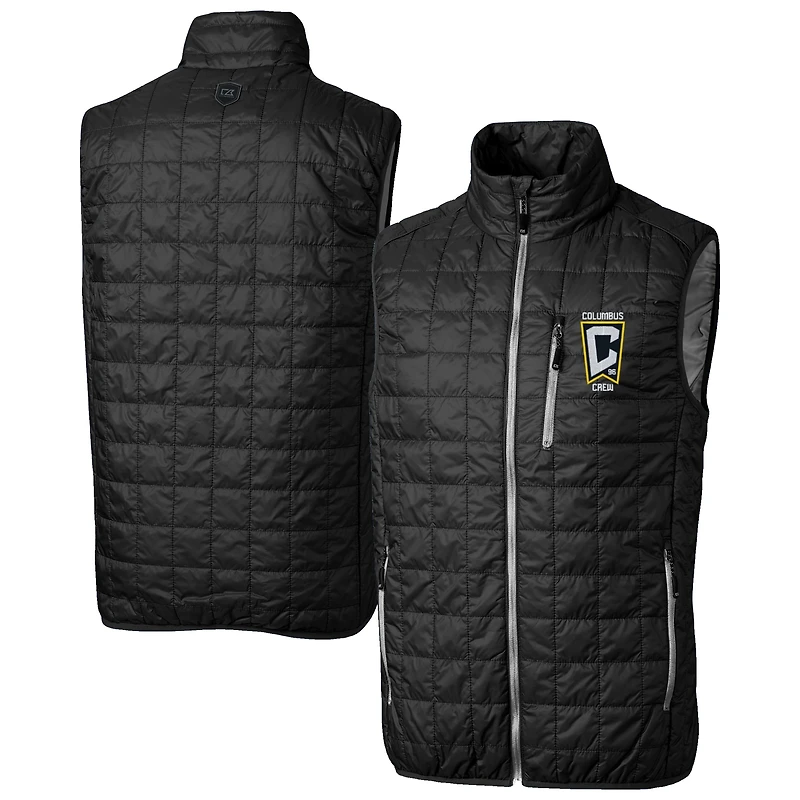 Men's Cutter & Buck Black Columbus Crew Rainier PrimaLoft Eco Insulated Full-Zip Puffer Vest