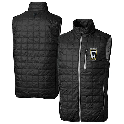 Men's Cutter & Buck  Black Columbus Crew Rainier PrimaLoft Eco Insulated Full-Zip Puffer Vest