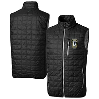 Men's Cutter & Buck  Black Columbus Crew Rainier PrimaLoft Eco Insulated Full-Zip Puffer Vest