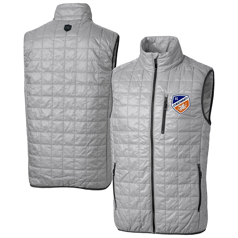 Men's Cutter & Buck  Gray FC Cincinnati Rainier PrimaLoft Eco Insulated Full-Zip Puffer Vest