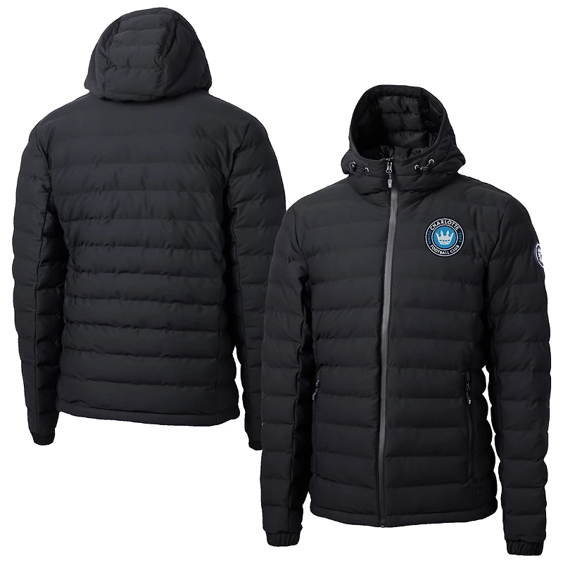 Men's Cutter & Buck Black Charlotte FC Mission Ridge Repreve® Eco Insulated Full-Zip Hoodie Puffer Jacket