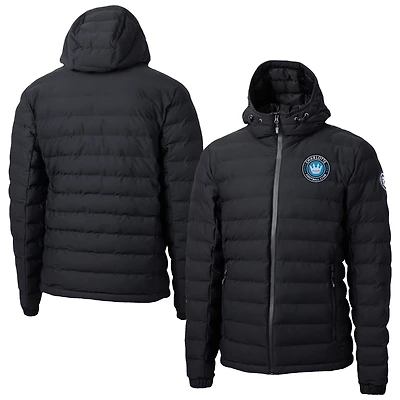 Men's Cutter & Buck Black Charlotte FC Mission Ridge Repreve® Eco Insulated Full-Zip Hoodie Puffer Jacket