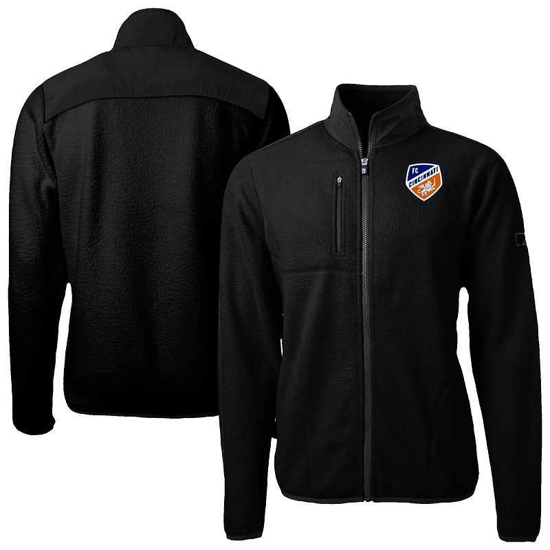 Men's Cutter & Buck Black FC Cincinnati Cascade Eco Sherpa Fleece Full-Zip Jacket