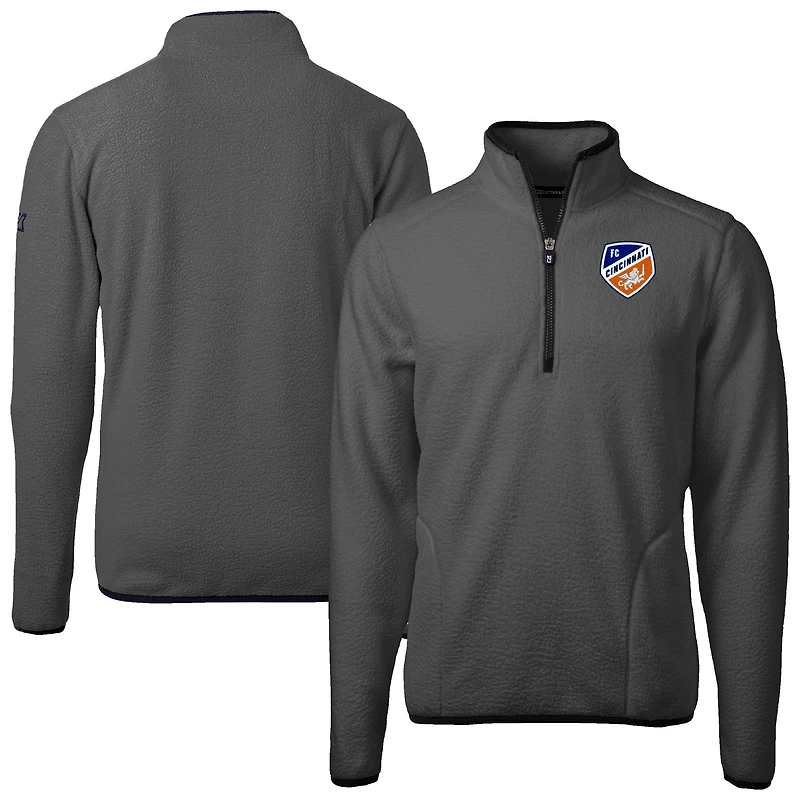 Men's Cutter & Buck  Gray FC Cincinnati Cascade Eco Fleece Quarter-Zip Jacket