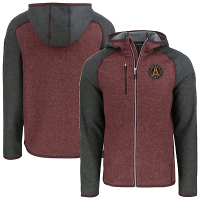 Men's Cutter & Buck  Heather Maroon Atlanta United FC Mainsail Full-Zip Hooded Jacket